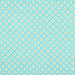 Tissu cretonne coton Steven motifs rosaces turquoise - OEKO TEX