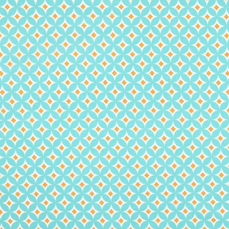 Tissu cretonne coton Steven motifs rosaces turquoise - OEKO TEX