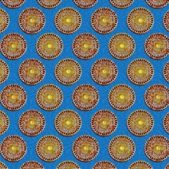 Tissu cretonne coton style wax bleu – Motif rond africain