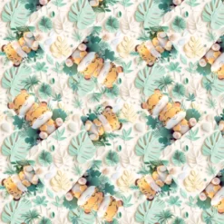 Tissu cretonne coton tigres et feuillage jungle effet 3D