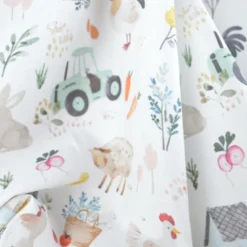 Tissu cretonne coton Tracteur motif animaux de la ferme -OEKO TEX