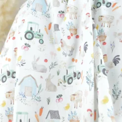 Tissu cretonne coton Tracteur motif animaux de la ferme -OEKO TEX