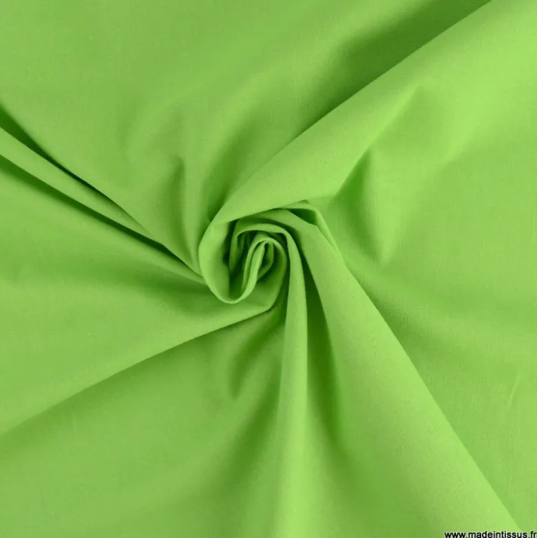 Tissu cretonne coton vert pistache - OEKO TEX
