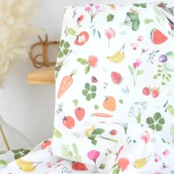 Tissu cretonne coton Vitamines motif fruits et légumes - OEKO TEX
