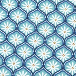 Tissu cretonne coton Zea motif graphique fleuri turquoise