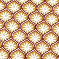 Tissu cretonne coton Zea motifs fleurs graphique jaune