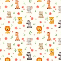Tissu cretonne de coton animaux de la savane – Safari