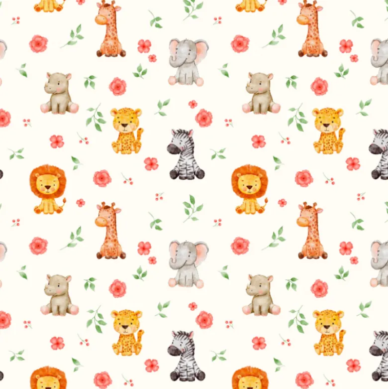 Tissu cretonne de coton animaux de la savane – Safari