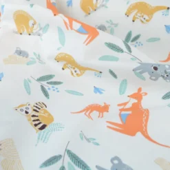 Tissu Cretonne de Coton Kangoa - Motif Kangourous & Fleurs