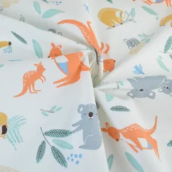 Tissu Cretonne de Coton Kangoa - Motif Kangourous & Fleurs