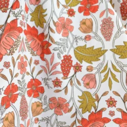 Tissu Cretonne de Coton Lizula motif fleurs rouges et roses fond blanc