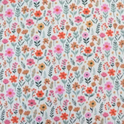 Tissu Cretonne de Coton Maddy motif fleurs roses fond écru
