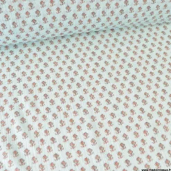 Tissu crêpe de coton motif fleurs Indiennes fond céladon - OEKO TEX