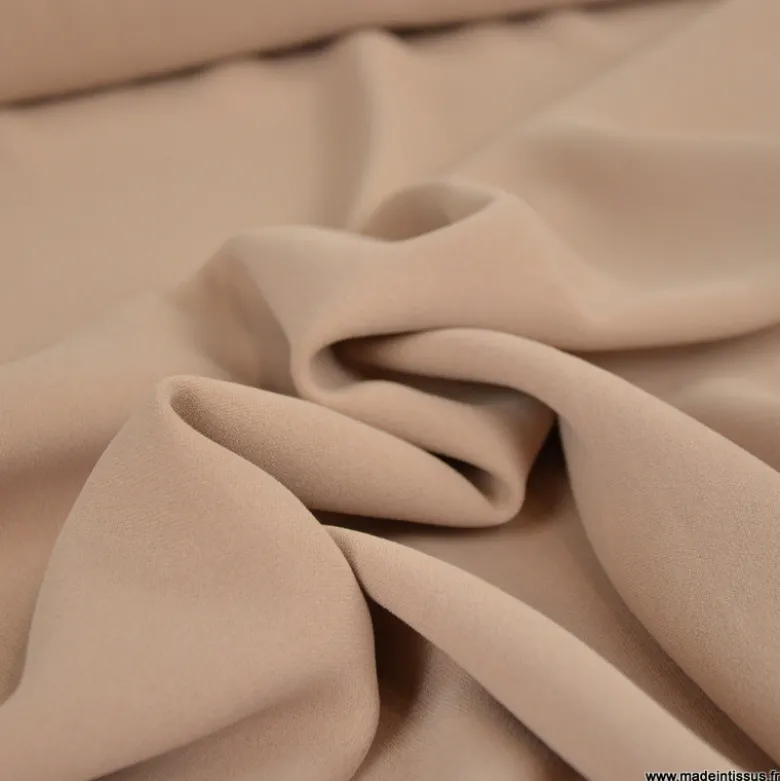 Tissu crêpe mi-lourd coloris beige foncé - OEKO TEX