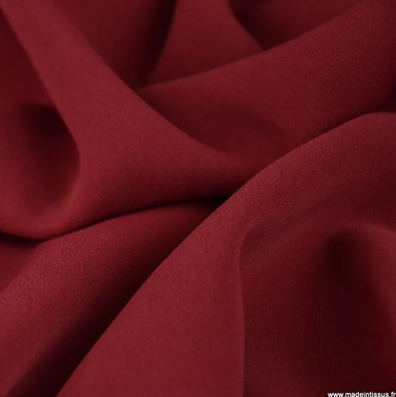 Tissu crêpe mi-lourd coloris Bordeaux - OEKO TEX