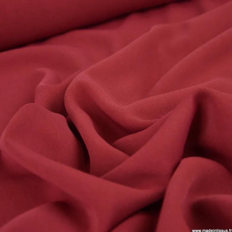 Tissu crêpe mi-lourd coloris Bordeaux - OEKO TEX