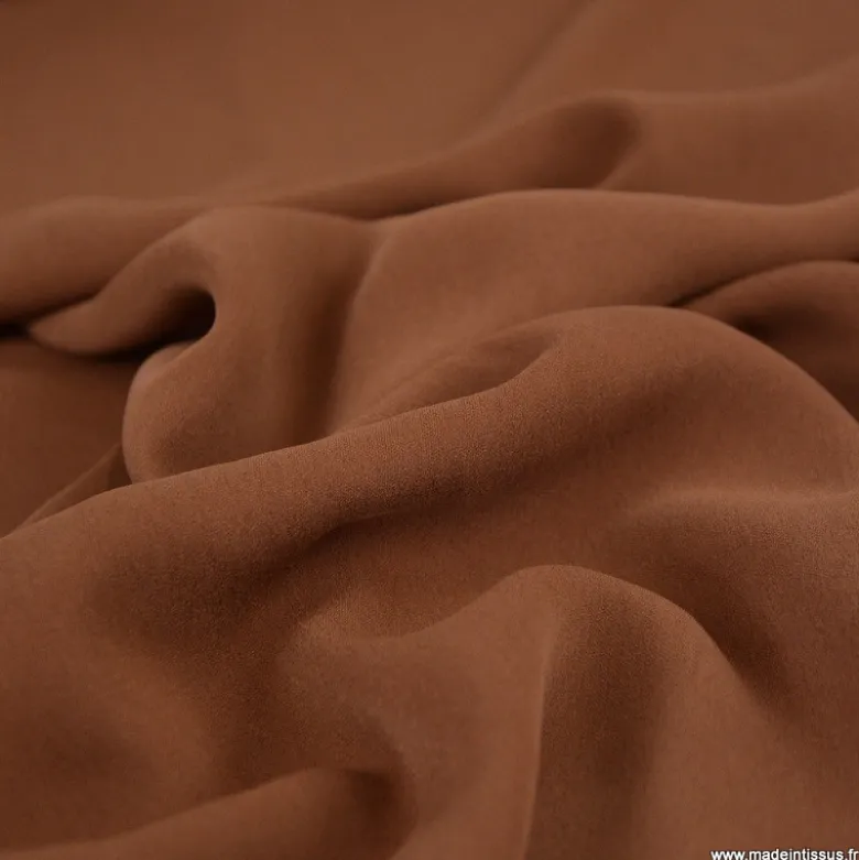 Tissu crêpe mi-lourd coloris Marron - OEKO TEX