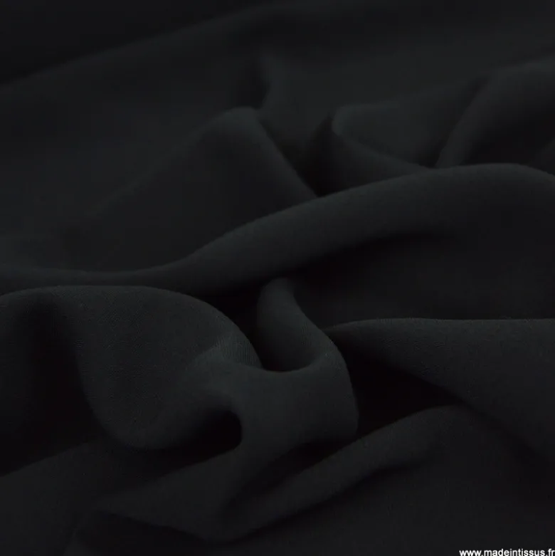 Tissu crêpe mi-lourd coloris Noir - OEKO TEX