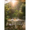 Tissu demi natté canvas motif oranges fond blanc