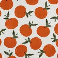 Tissu demi natté canvas motif oranges fond blanc