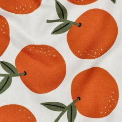 Tissu demi natté canvas motif oranges fond blanc
