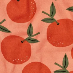 Tissu demi natté canvas motif oranges fond Pêche