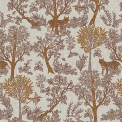 Tissu demi natté coton Arboisie type bachette motif lion et jungle