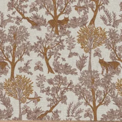 Tissu demi natté coton Arboisie type bachette motif lion et jungle