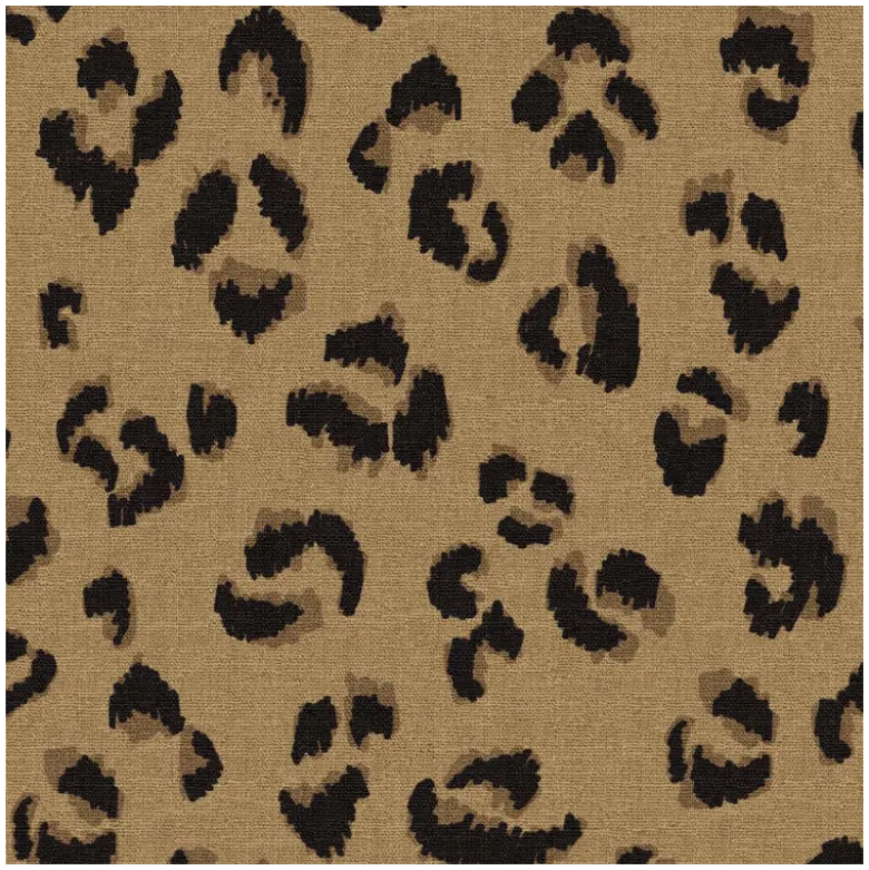 Tissu demi natté coton Feligrou motif Léopard Havane et Camel