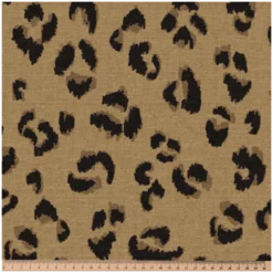 Tissu demi natté coton Feligrou motif Léopard Havane et Camel