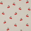 Tissu demi natté coton motif cerises fond naturel