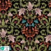 Tissu Demi-Natté Coton – Motif Fleurs Vertes et Roses sur Fond Noir