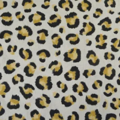 Tissu demi natté coton motif léopard doré fond aspect lin