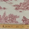 Tissu demi natté coton motif toile de Jouy bordeaux