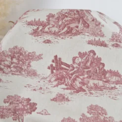 Tissu demi natté coton motif toile de Jouy bordeaux