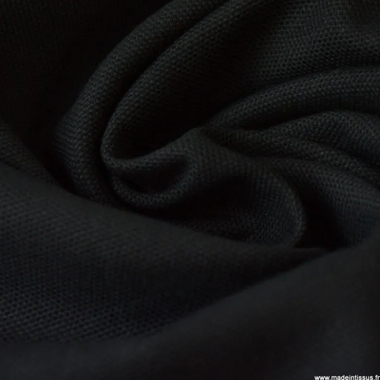 Tissu demi natté coton noir
