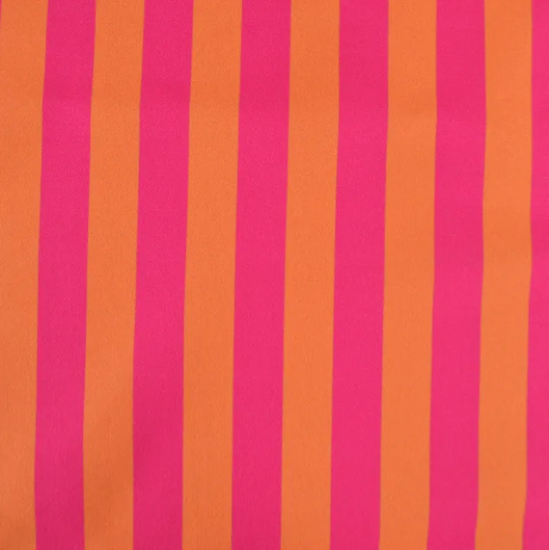 Tissu demi natté coton rayures fines orange et fuchsia