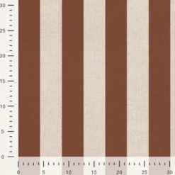 Tissu demi natté coton rayures larges Camel et Lin