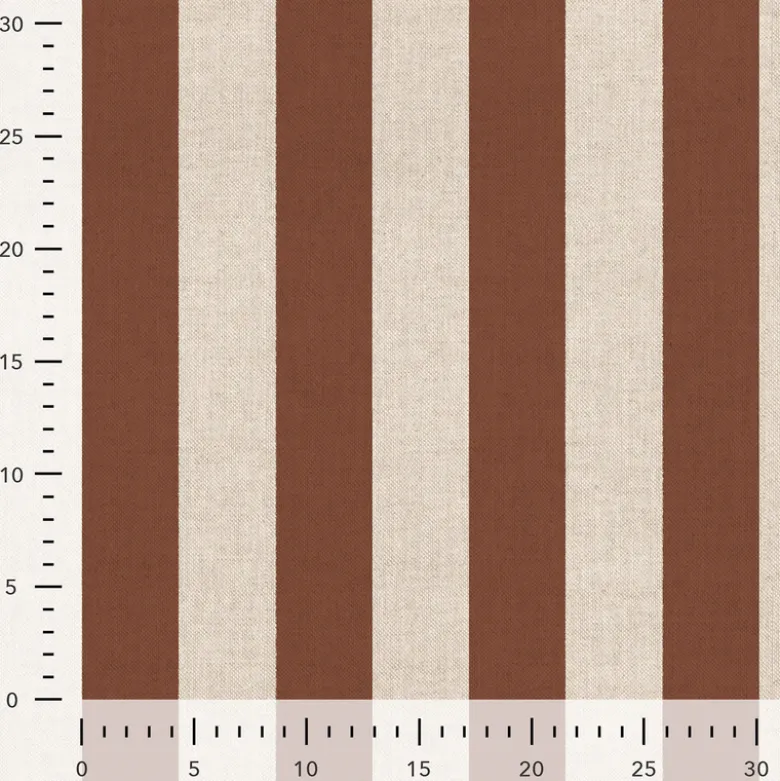 Tissu demi natté coton rayures larges Camel et Lin