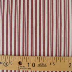 Tissu demi natté coton rayures fines bordeaux et lin