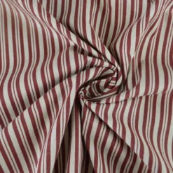 Tissu demi natté coton rayures fines bordeaux et lin