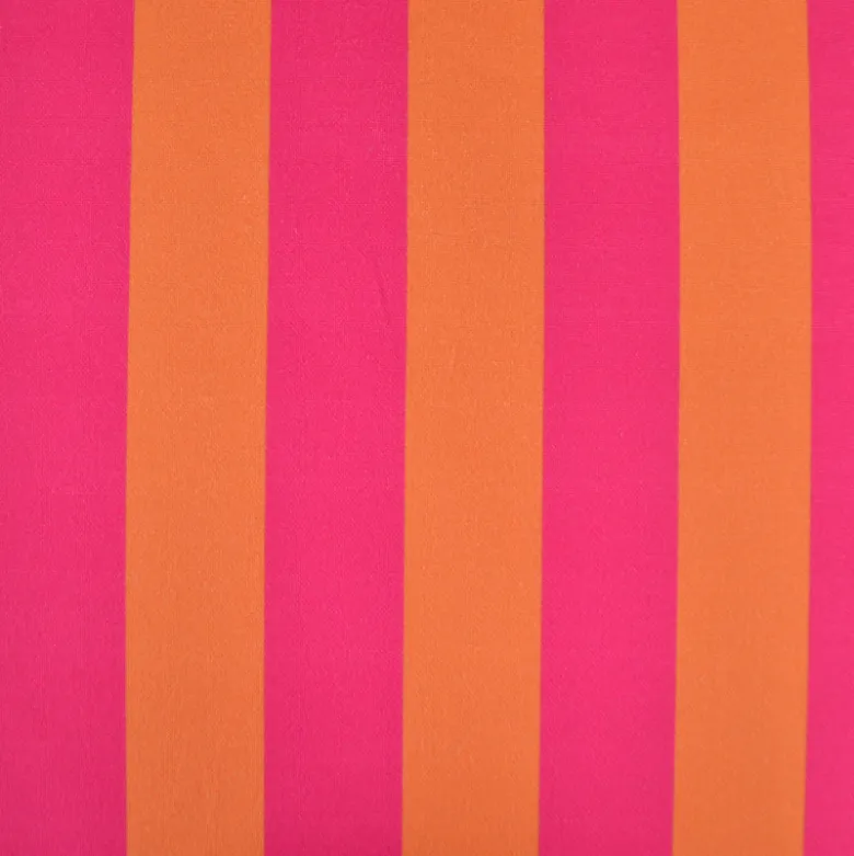 Tissu demi natté coton rayures larges orange et fuchsia