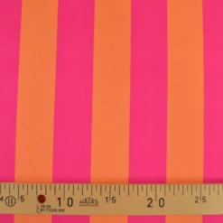 Tissu demi natté coton rayures larges orange et fuchsia