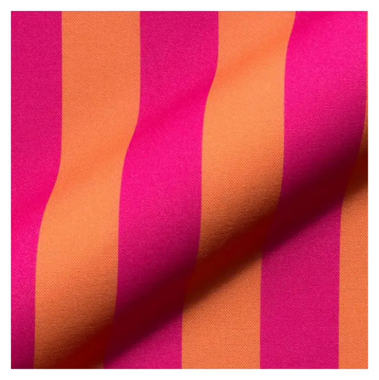 Tissu demi natté coton rayures larges orange et fuchsia