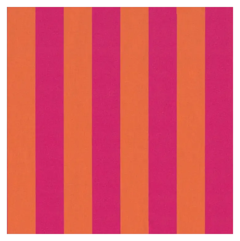 Tissu demi natté coton rayures larges orange et fuchsia