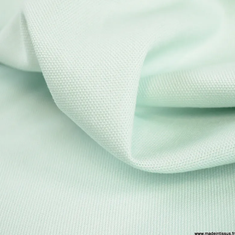 Tissu demi natté coton vert menthe