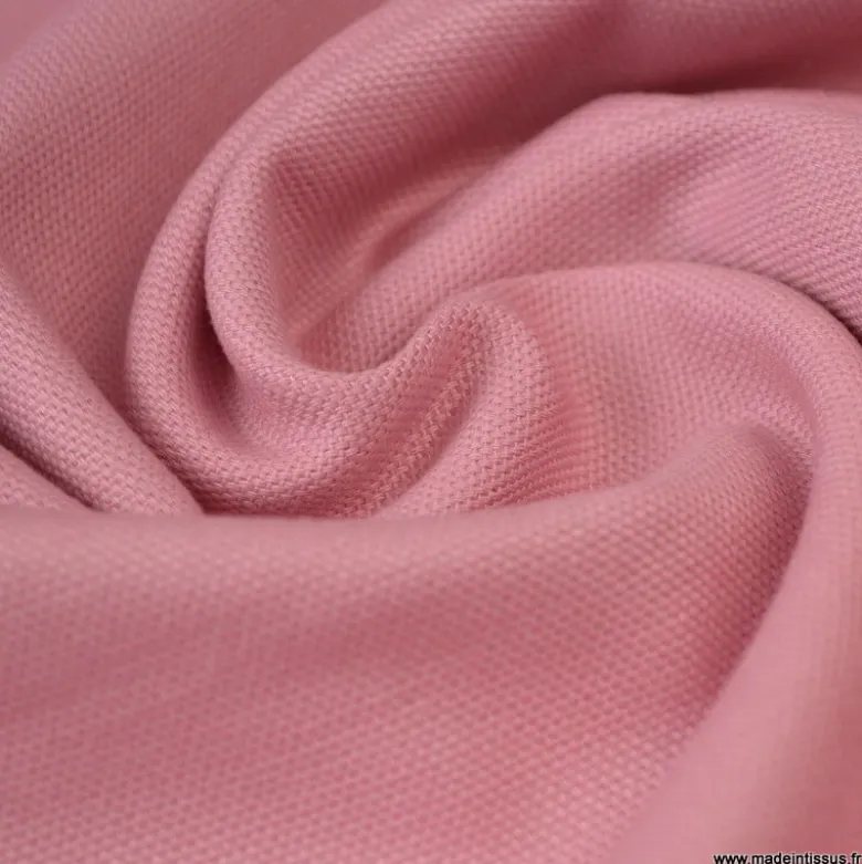 Tissu demi natté coton Vieux rose