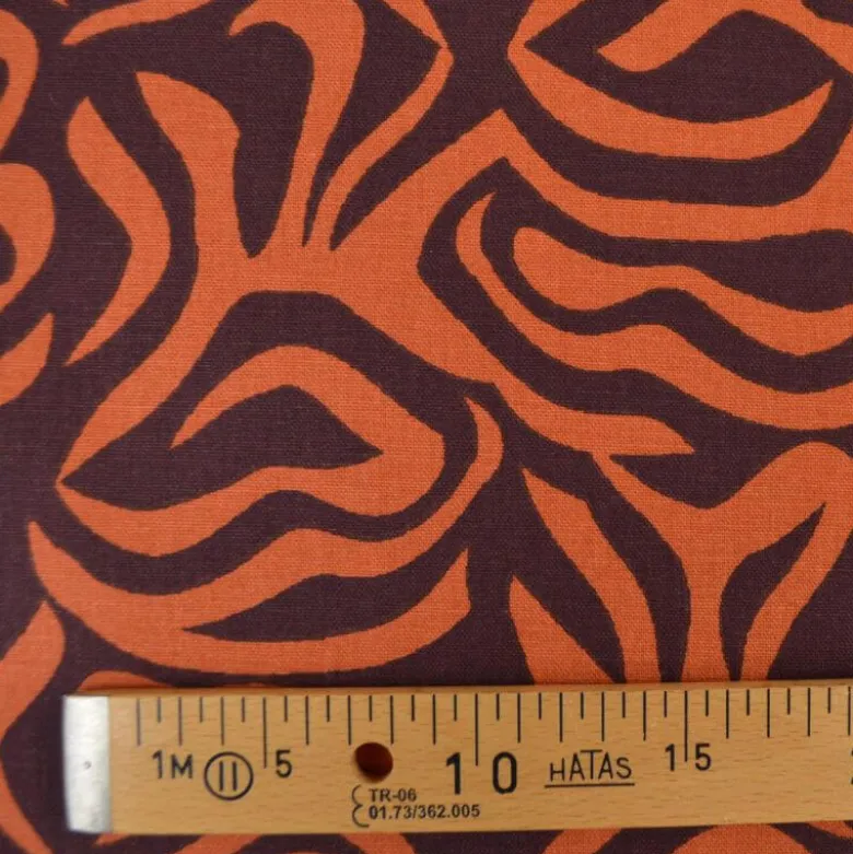 Tissu demi natté coton Yoram – graphique caramel & cacao