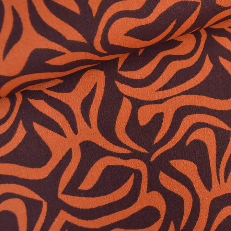 Tissu demi natté coton Yoram – graphique caramel & cacao