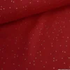 Tissu demi natté de Noël Pimiz motif pois dorés fond Cardinal- OEKO TEX